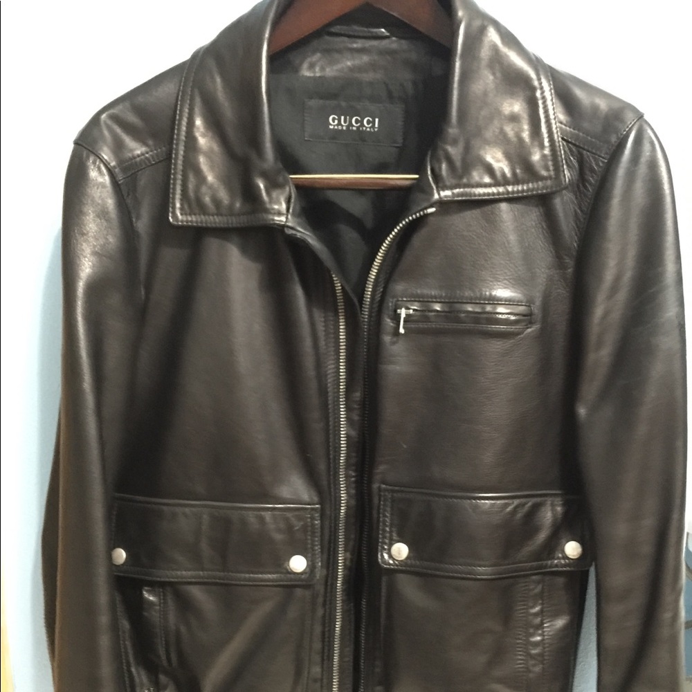 Gucci Lamb Skin Leather Bomber Coat